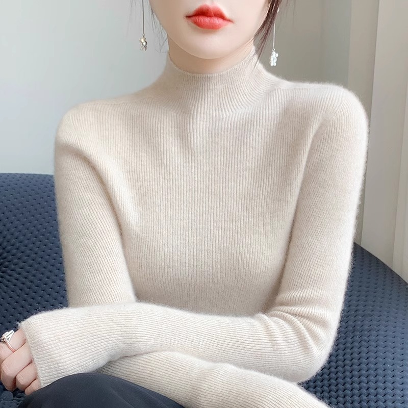 秋冬季配大衣半高领内搭毛衣打底女新款加厚针织衫1124n