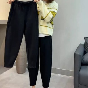 黑色运动裤女春秋新款哈伦裤显瘦遮胯休闲奶奶裤小个子收口卫裤