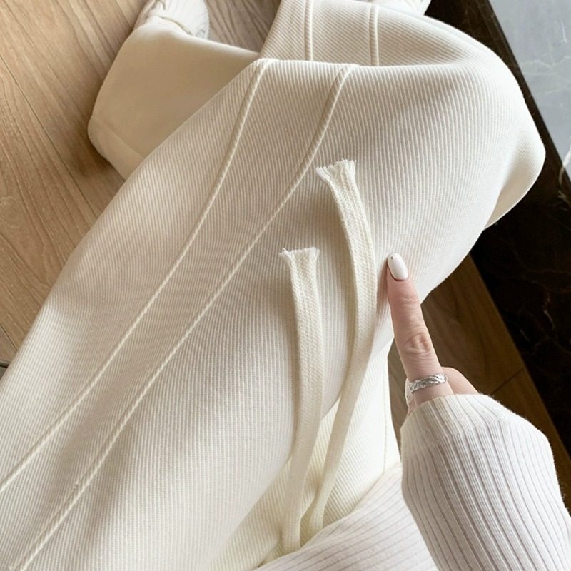运动裤女秋冬高腰直筒休闲裤米白色裤子宽松阔腿裤垂感香蕉裤卫裤