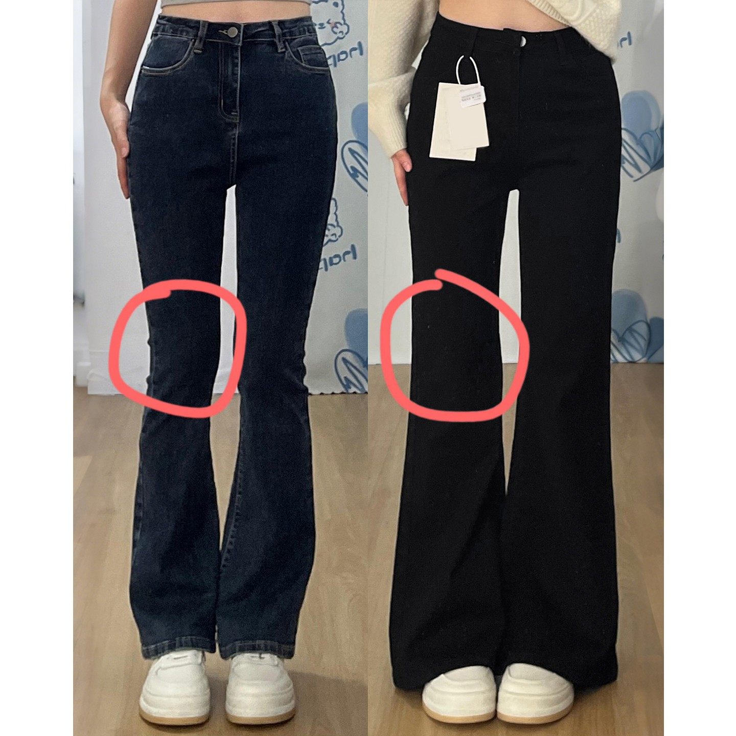 黑色A版加绒阔腿牛仔裤女秋冬大码胖mm梨型身材加厚一体绒裤子