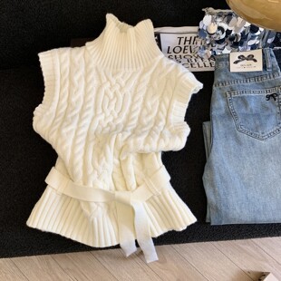 堆堆领加厚针织坎肩马甲背心女秋冬新款修身内搭打底衫高级感上衣