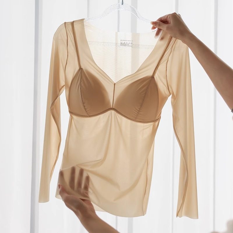 超薄隐形保暖内衣女面膜美肤肌底衣恒温速暖内搭打底衫带胸垫上衣,女士内衣/男士内衣/家居服,保暖上装,淘宝优惠券,粉丝福利购,淘宝优惠卷