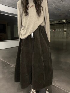 灯芯绒阔腿裤女秋冬新款宽松花苞裤高腰显瘦加绒加厚九分休闲裙裤