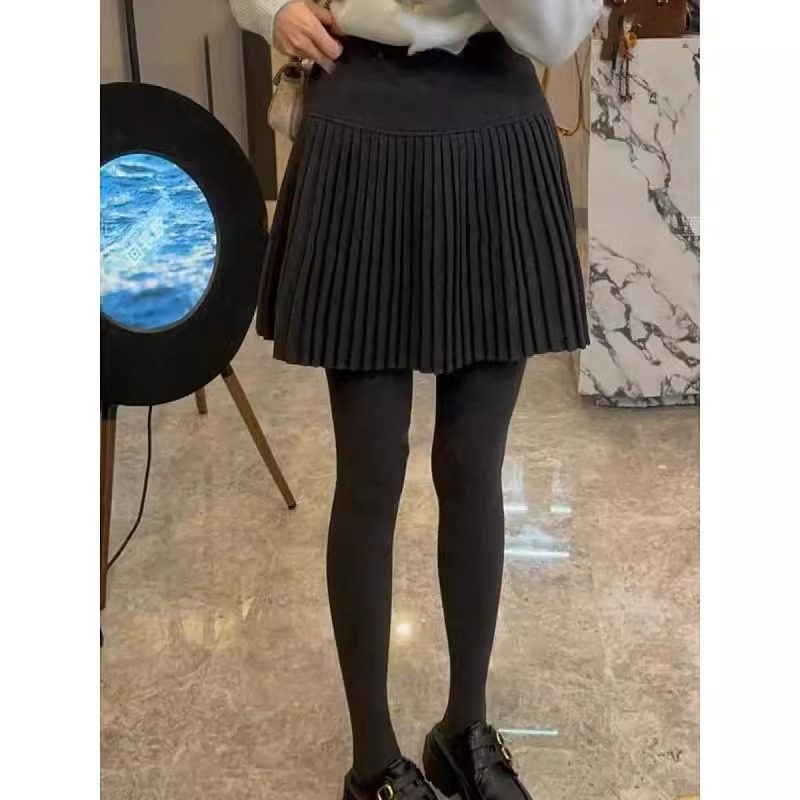 黑色毛呢百褶裙女秋冬高腰显瘦a字短裙洋气百搭加厚风琴褶半身裙