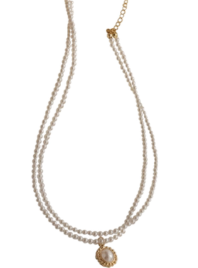 轻奢小众韩国珍珠项链2025年新款女小众设计感双层锁骨链女士吊坠