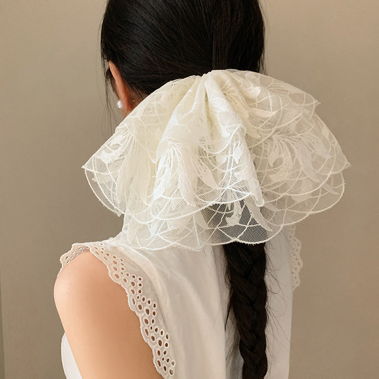 超大号白色蕾丝头花头饰发饰2026新款高级感扎头发温柔发圈头绳女