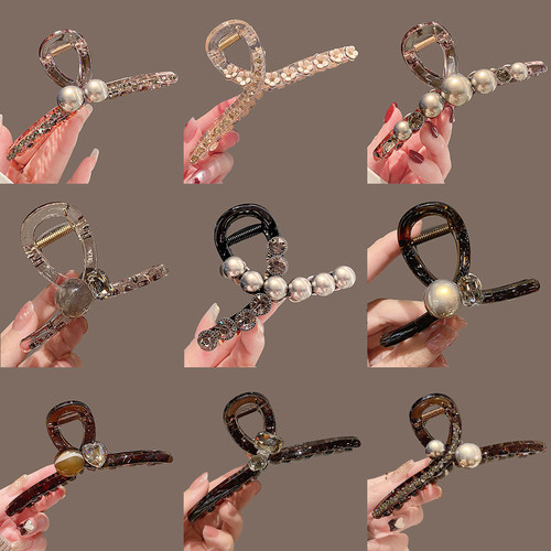 玫心抓夹原创亮钻鲨鱼夹