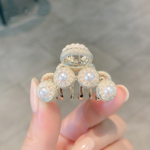 珍珠抓夹夹子发夹顶夹刘海夹固定头发半扎发头饰适合发量少的夹子