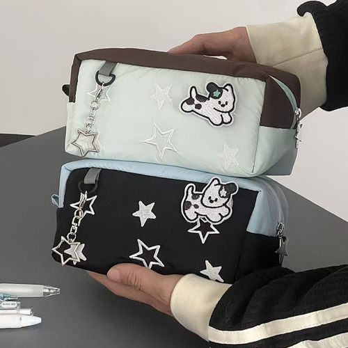 同款星星小狗笔袋ins风可爱中小学生文具盒高颜值大容量铅笔盒大容量初中生高颜值ins风简约一年级学生用