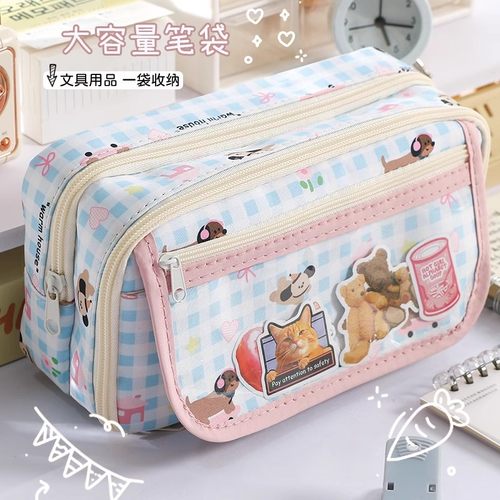 可爱小狗笔袋｜女孩高颜值INS风多巴胺糖果色系超萌2025小学生初中专属简约大容量男孩铅笔盒收纳简约文具袋