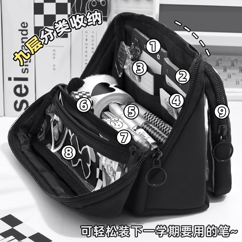 买1得2~可折叠笔袋高颜值ins风文具盒2025超火女孩款男孩款铅笔盒大容量小学生初中生痛包笔袋简约小众不撞款