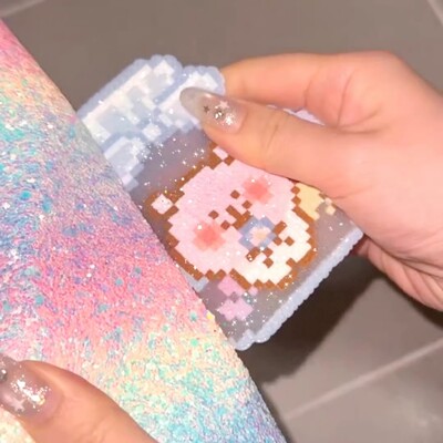 拼豆专用闪粉彩虹渐变格力特布