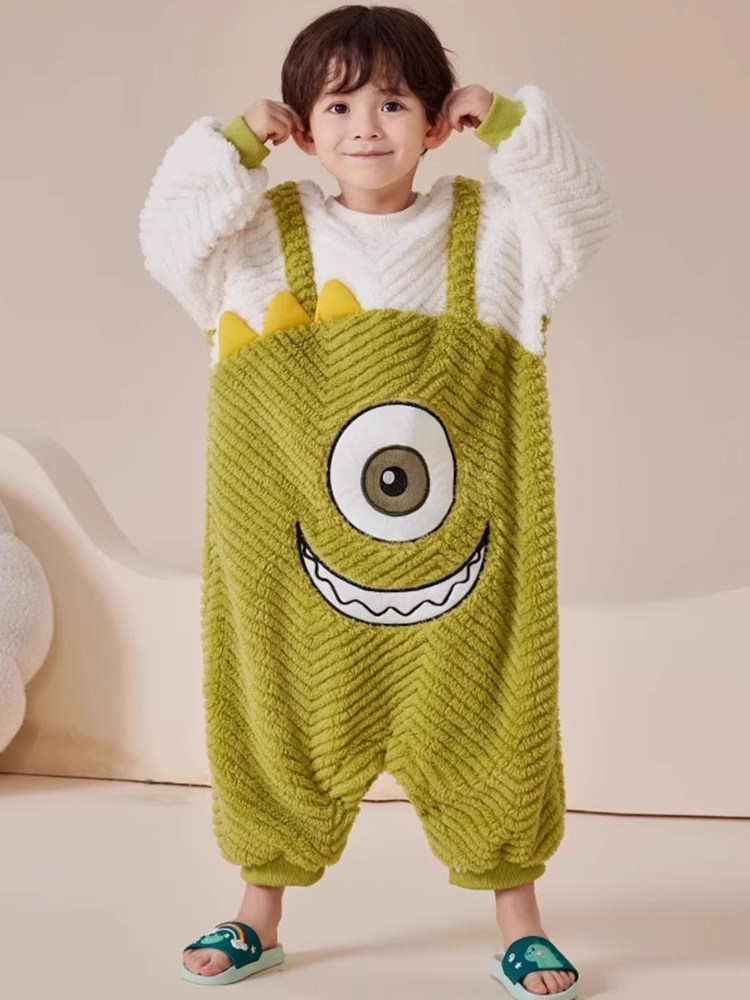 CHILDRENS PAJAMAS GIRLS AUTUMN WINTER 2024 NEW STRAWBERRY ANTI-COLD ONE-PIECE WOMENS SLEEPING BAG GIRLS LOUNGEWEAR MEN