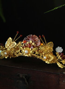 红妆匣子汉服仿花丝华丽发冠发簪