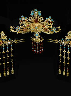 红妆匣子原创-国色-唐风百搭饰品套装古风发冠流苏发簪汉服头饰