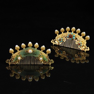 红妆匣子原创-唐风金发梳明制宋制玉石百搭发梳梳篦发冠汉服头饰