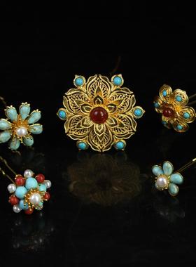 红妆匣子原创唐风小发簪掩鬓百搭簪花仕女小钗魏晋风发钗汉服发饰