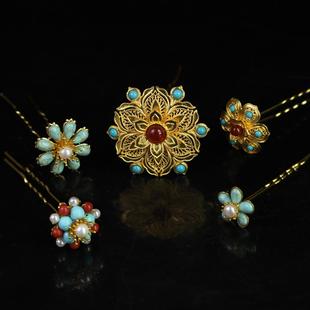 红妆匣子原创唐风小发簪掩鬓百搭簪花仕女小钗魏晋风发钗汉服发饰