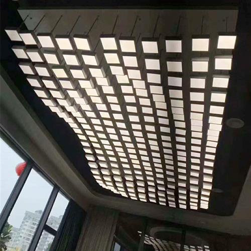 简约创意酒店大堂售楼部沙盘区餐厅方格子波浪海浪造型LED吊灯