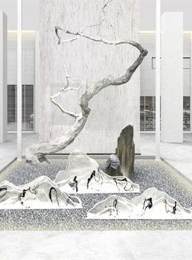 室内树脂假山摆件组合造景客厅桌面装置饰品透明景观酒店落地雕塑