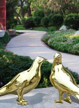 定制仿不锈钢鸽子雕塑铁艺镂空小鸟户外玻璃钢鸽子落地雕塑摆件装