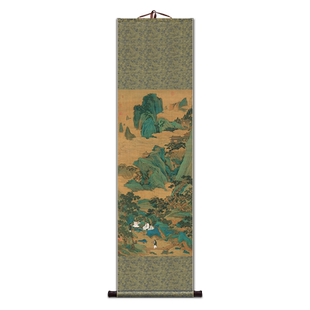新中式名家卷轴挂画山水国画竖版书房茶室客厅背景墙玄关装饰字画