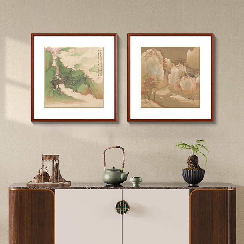名家山水斗方装饰画中式风景国画客厅沙发背景墙书房茶室玄关挂画