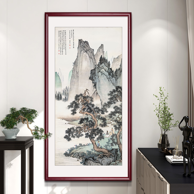 紫福隆名家竖版山水画玄关装饰画