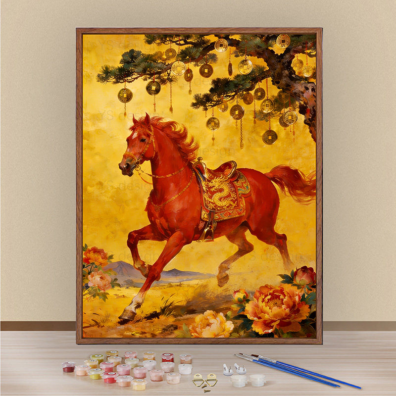 驰财聚富马年数字油画填色diy大人减压涂色画手工画客厅装饰挂画,家居饰品,DIY/数字油画,淘宝优惠券,粉丝福利购,淘宝优惠卷