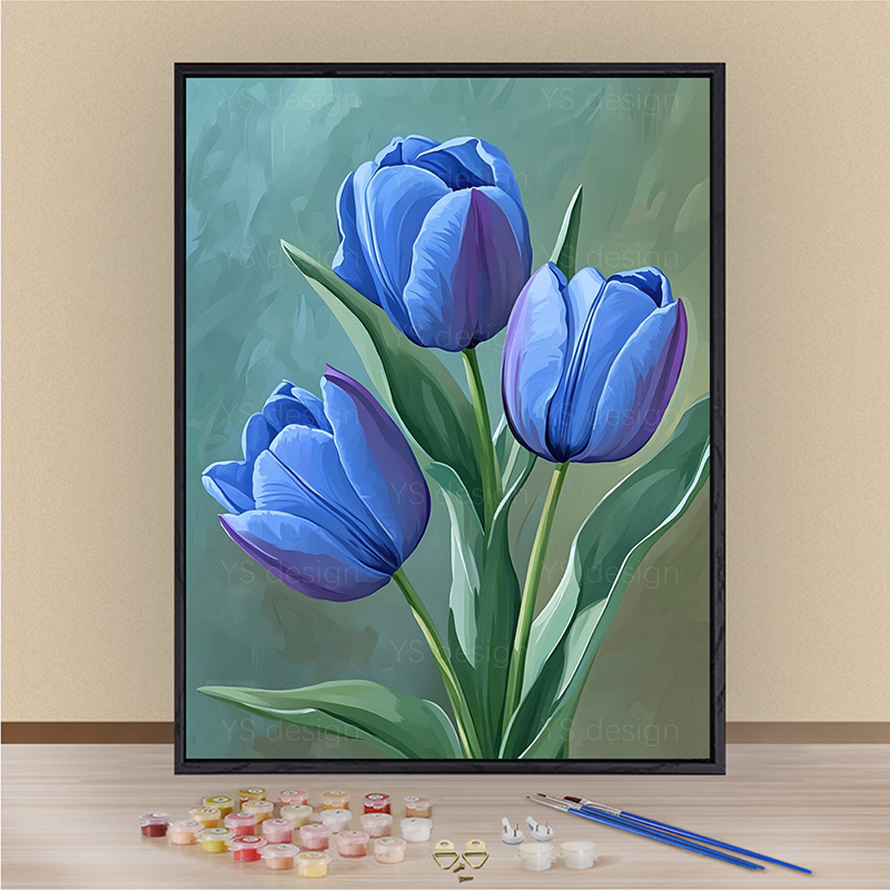 郁金香數字油畫手工填色丙烯畫