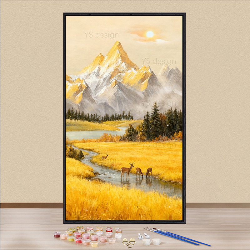 日照金山diy数字油画大尺寸高级感入户玄关装饰手工涂色填色画画