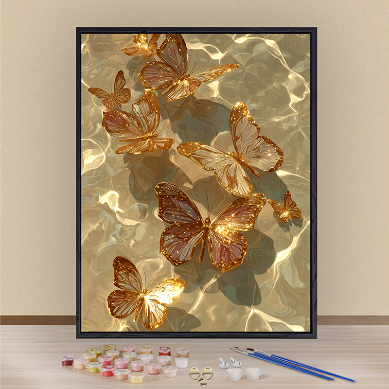 蝴蝶数字油画填色diy无聊解闷手工涂色填充画高级感卧室装饰挂画图片