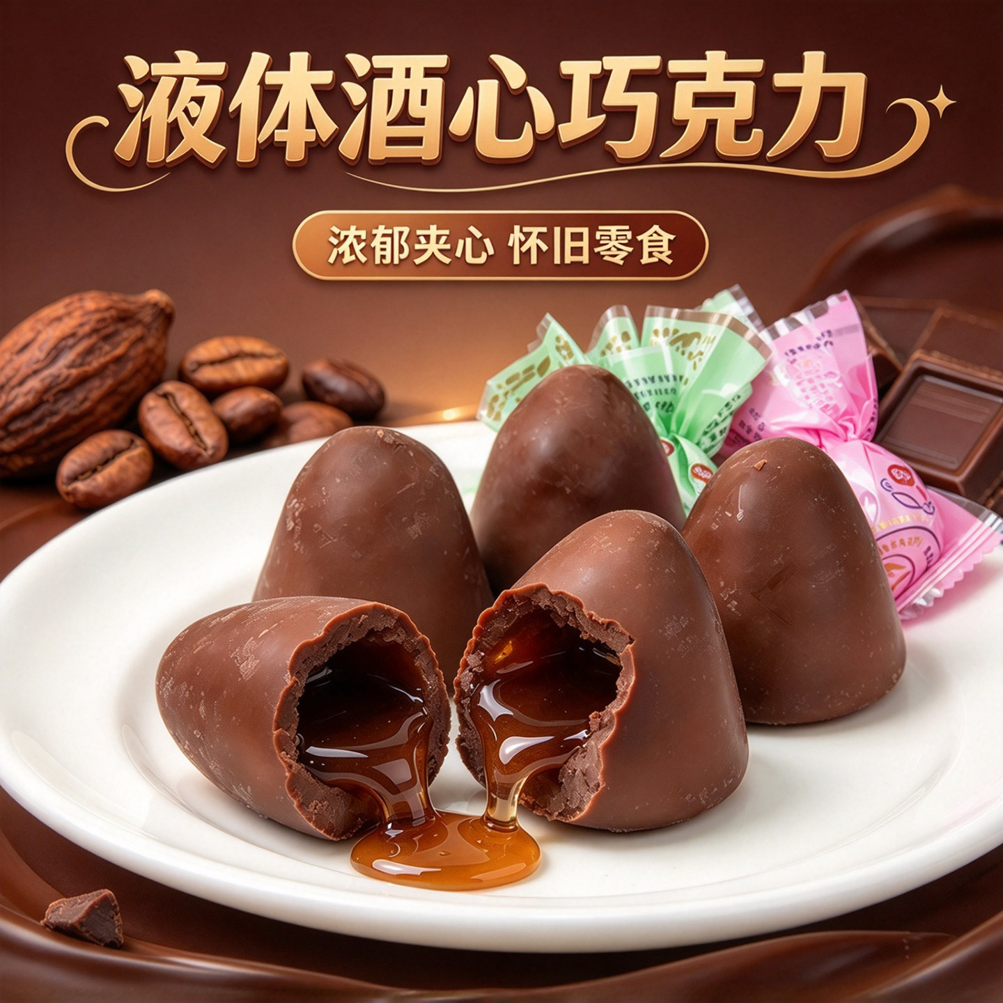 液体酒心巧克力8090童年怀旧小零食结婚喜糖年货糖果（代可可脂）