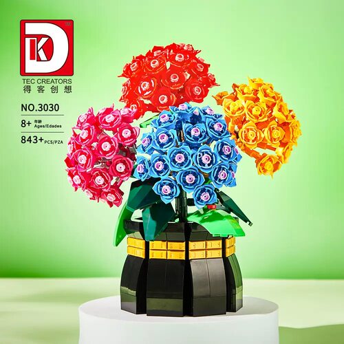 3030撒哈拉之恋植物花束泡沫庄园花束小颗粒积木拼装摆件女孩礼物