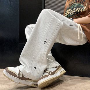 美式裤子男潮牌秋冬季新款宽松运动卫裤oversize直筒阔腿休闲长裤