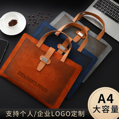 皮质文件袋A4档案袋文件夹加厚