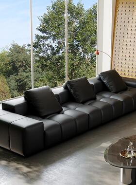 井言意式极简saba像素模块豆腐块真皮沙发别墅大平层客厅直排沙发