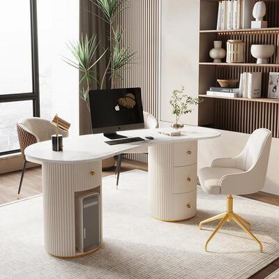 轻奢网红美容院医美咨询室接待桌椅顾问间洽谈岩板电脑桌会客办公