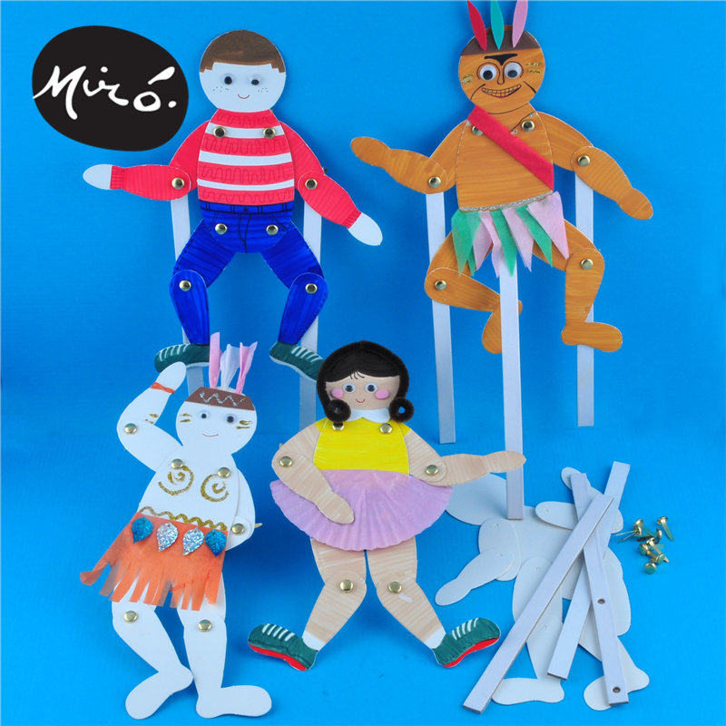 关节人偶手工diy儿童创意美术绘画制作粘贴装扮玩具幼儿园材料包