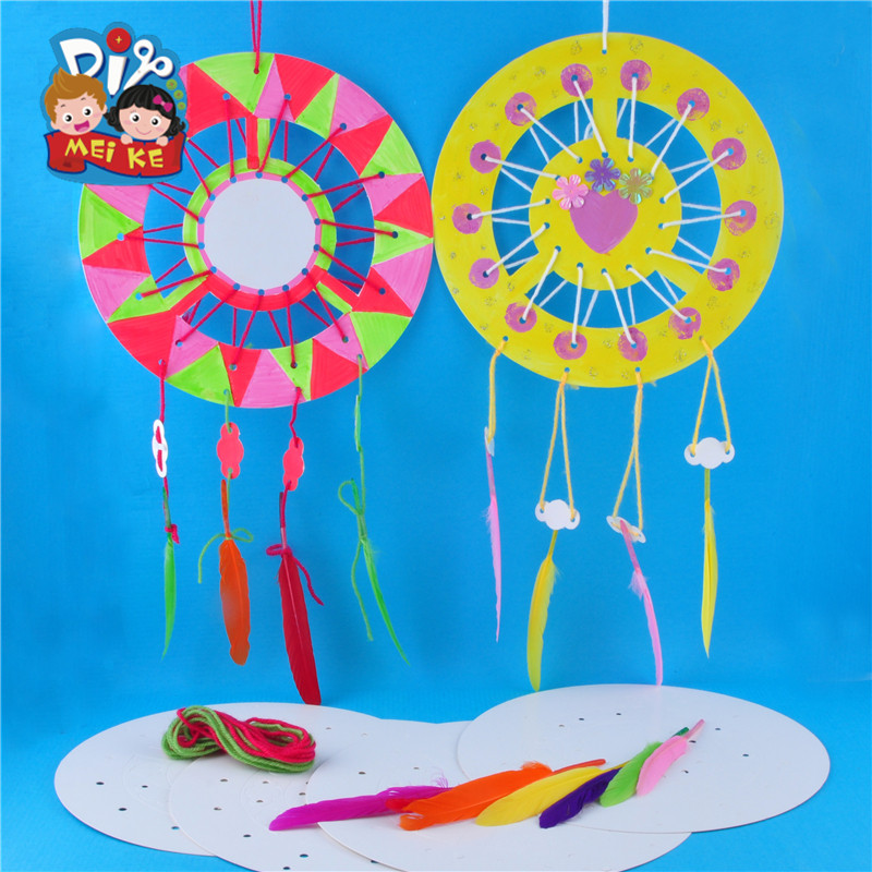 羽毛风铃手工diy儿童创意卡纸粘贴制作幼儿园环创活动装饰材料包