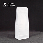 侧拉链咖啡包装 34.5 单向排气阀 9.5cm 哑光白色八边封长形