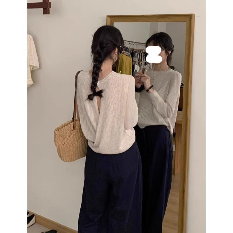 小开叉露背毛织针织衫上衣女秋冬外穿内搭打底衫宽松短款毛衣,女装/女士精品,毛针织衫,淘宝优惠券,粉丝福利购,淘宝优惠卷