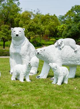 仿真北极熊雕塑玻璃钢动物户外园林景观小品装饰冰雪主题造景摆件