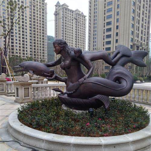 锻铜美人鱼雕塑房地产中心景观雕塑工厂制作可来样来图定制