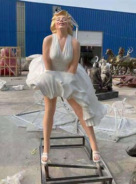 玻璃钢彩绘玛丽莲梦露模型人物雕塑户外广场商场公园景观落地摆件