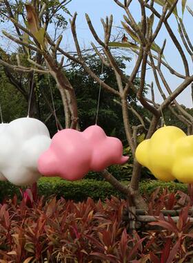 客厅仿真云朵壁挂羽毛雕塑模型热气球吊挂装饰白云摆件酒店背景墙