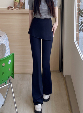 LARRMAIN美式辣妹高腰提臀黑色休闲裤微喇瑜伽裤喇叭裤