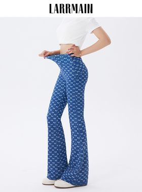 LARRMAIN美式辣妹高腰提臀百搭运动印花瑜伽喇叭裤女款微喇叭
