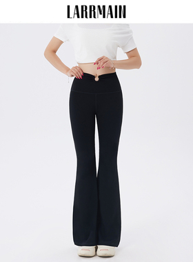 LARRMAIN美式辣妹高腰提臀黑色休闲裤微喇瑜伽裤女款喇叭裤