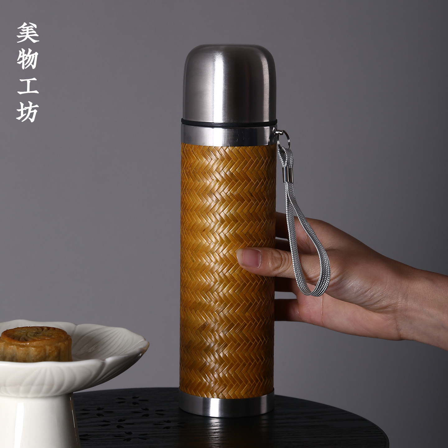 竹编保温杯手工编织 304不锈钢内胆保温茶具茶杯便携出游手拿杯子